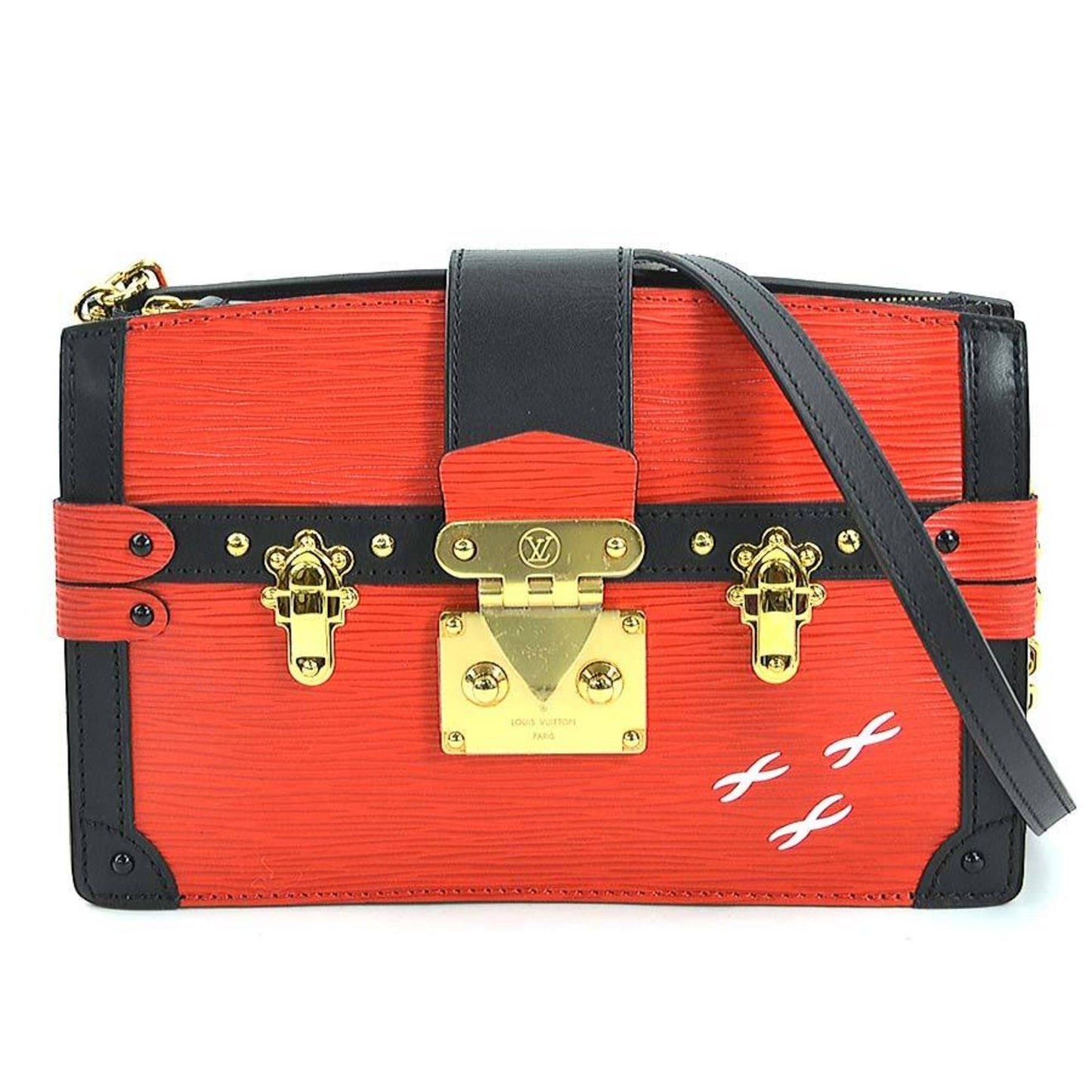 Petite Malle Red and Black Shoulder Bag