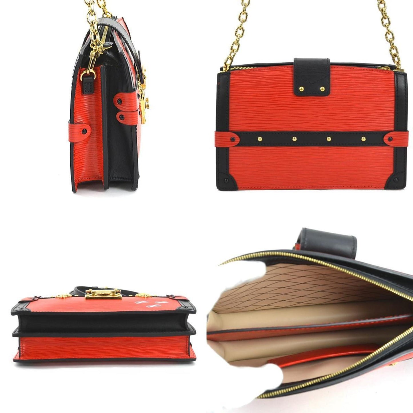 Petite Malle Red and Black Shoulder Bag