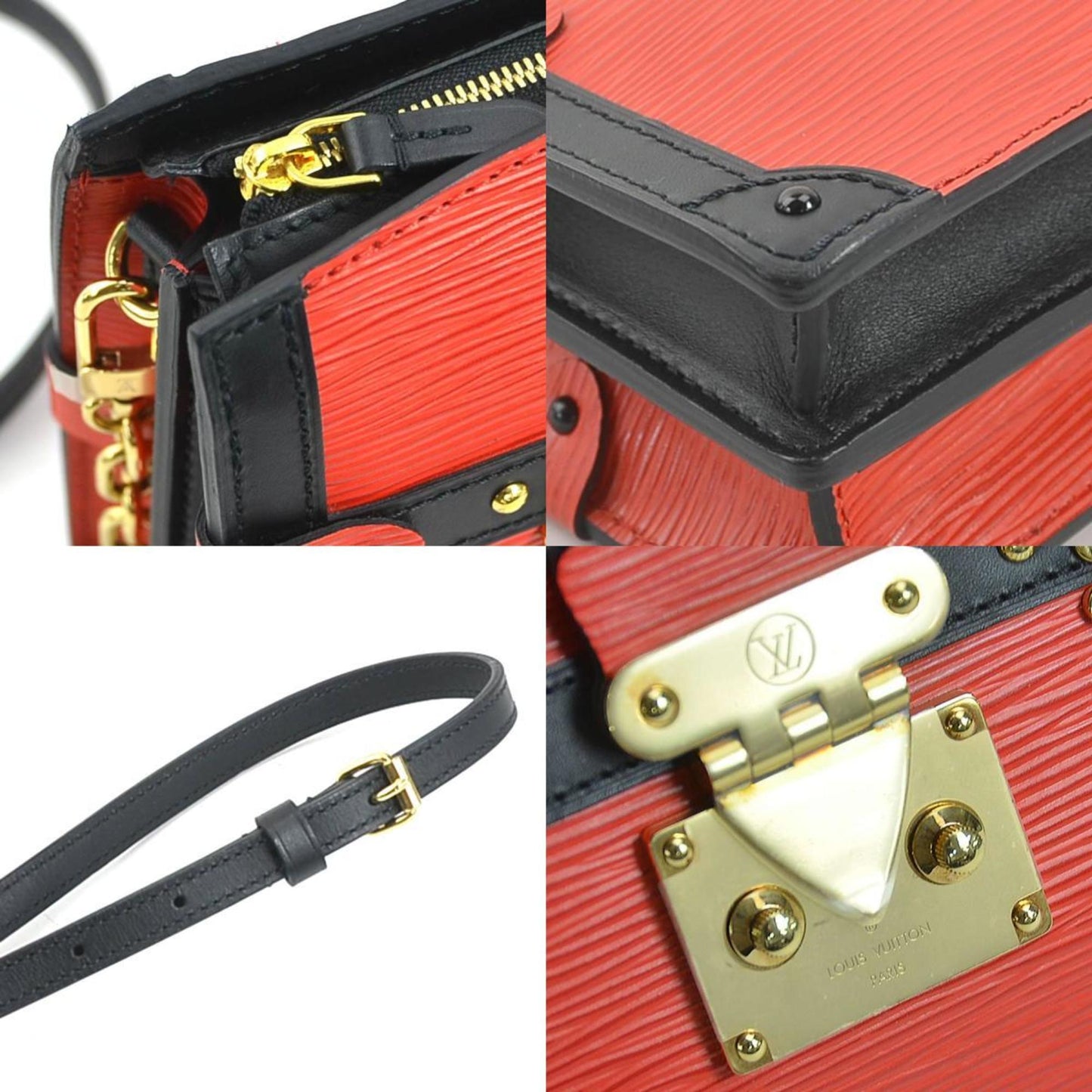 Petite Malle Red and Black Shoulder Bag