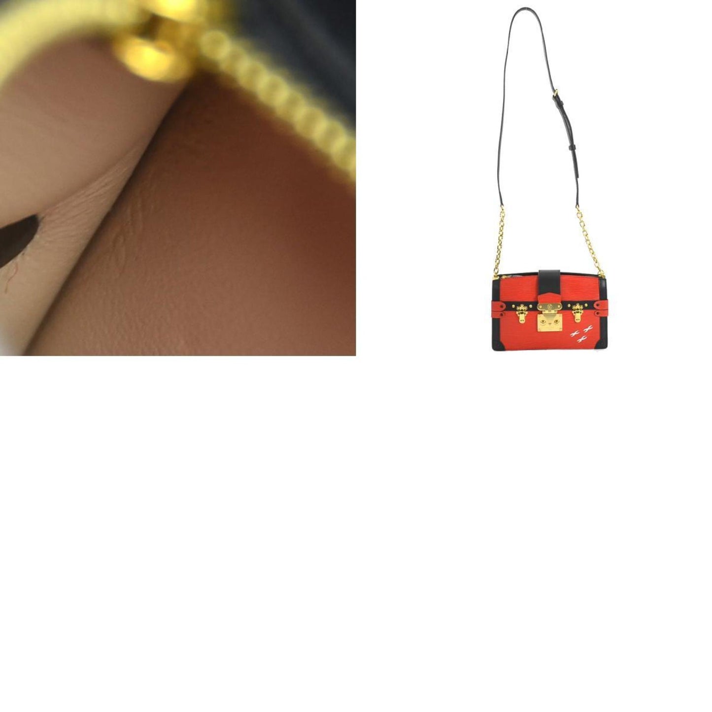 Petite Malle Red and Black Shoulder Bag