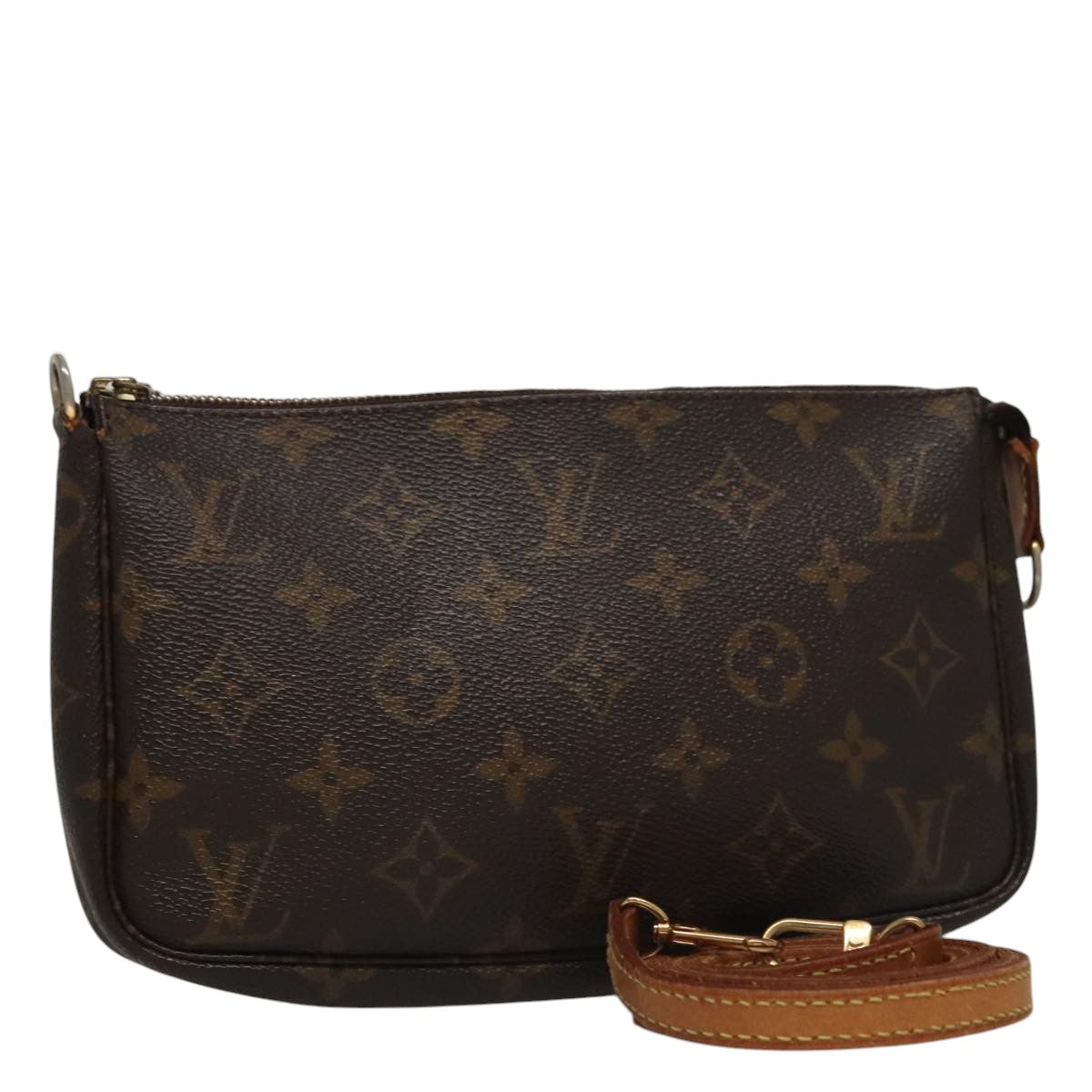 Canvas Pochette Accessoire with Metal Fittings and Handle Detailing