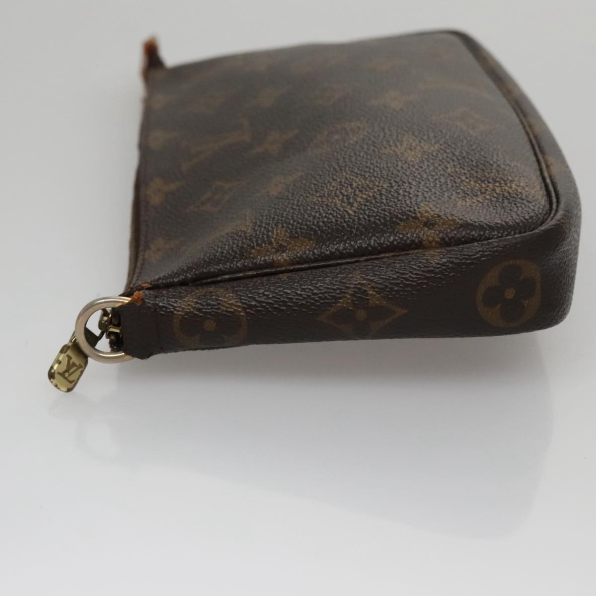 Canvas Pochette Accessoire with Metal Fittings and Handle Detailing