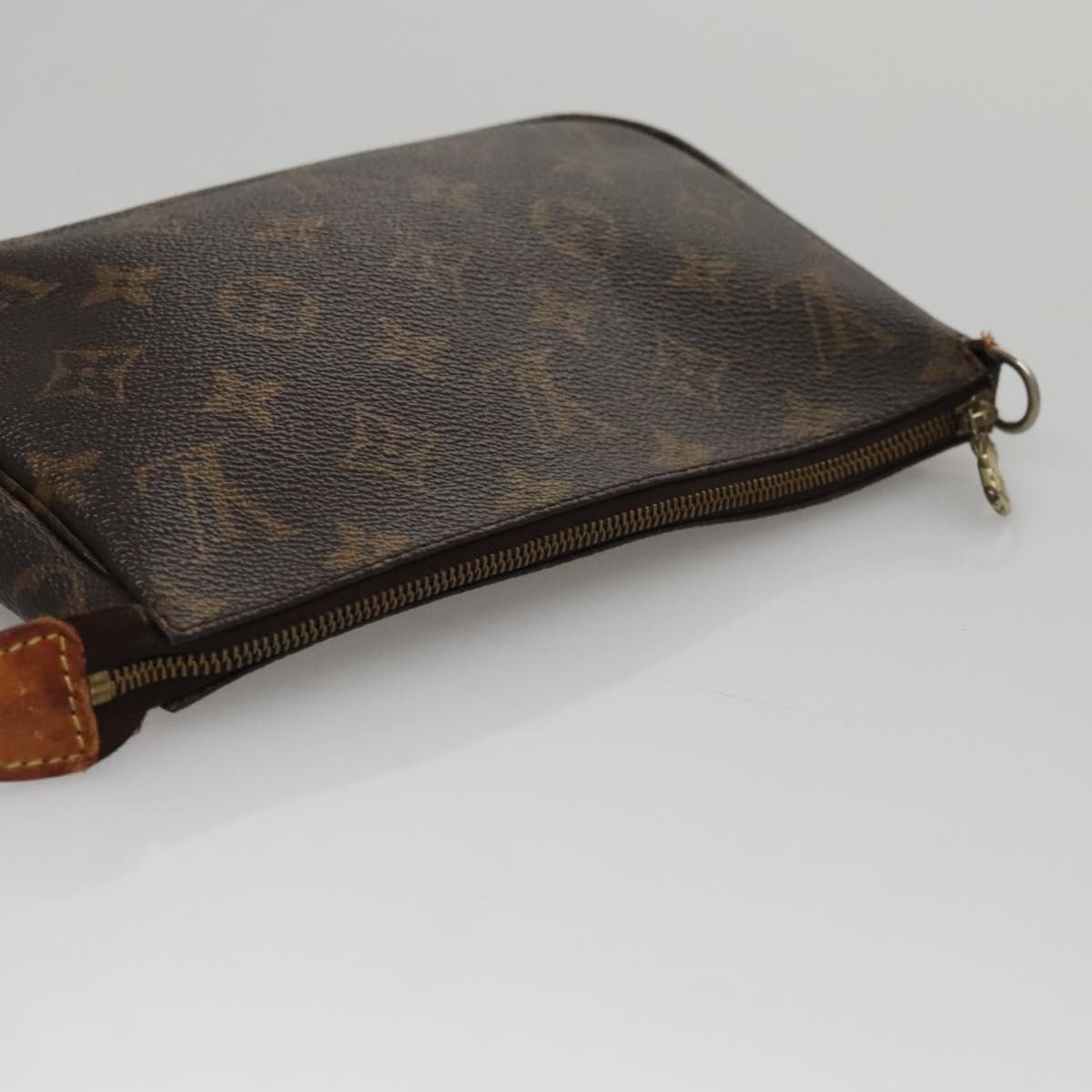Canvas Pochette Accessoire with Metal Fittings and Handle Detailing