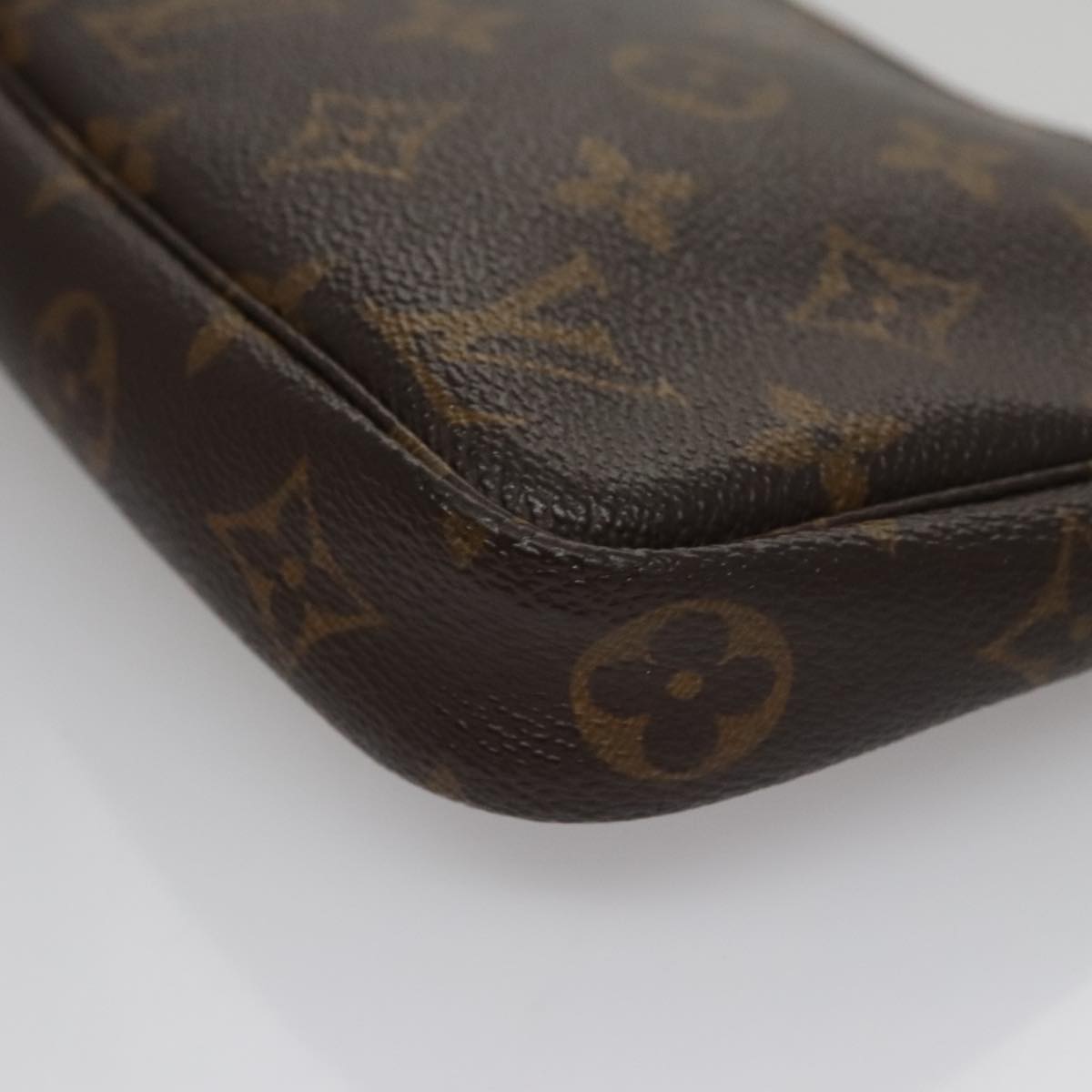 Canvas Pochette Accessoire with Metal Fittings and Handle Detailing
