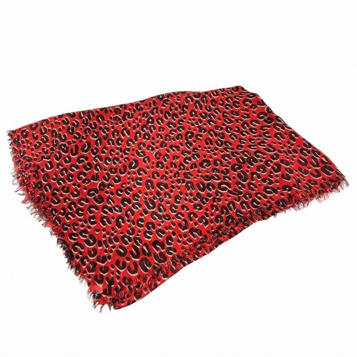 Leopard Print Scarf  Red  Black