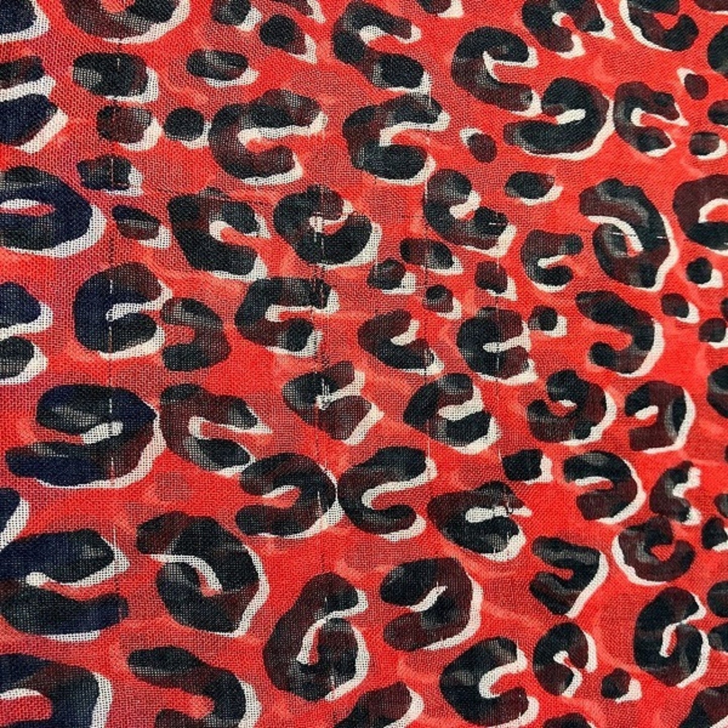 Leopard Print Scarf  Red  Black