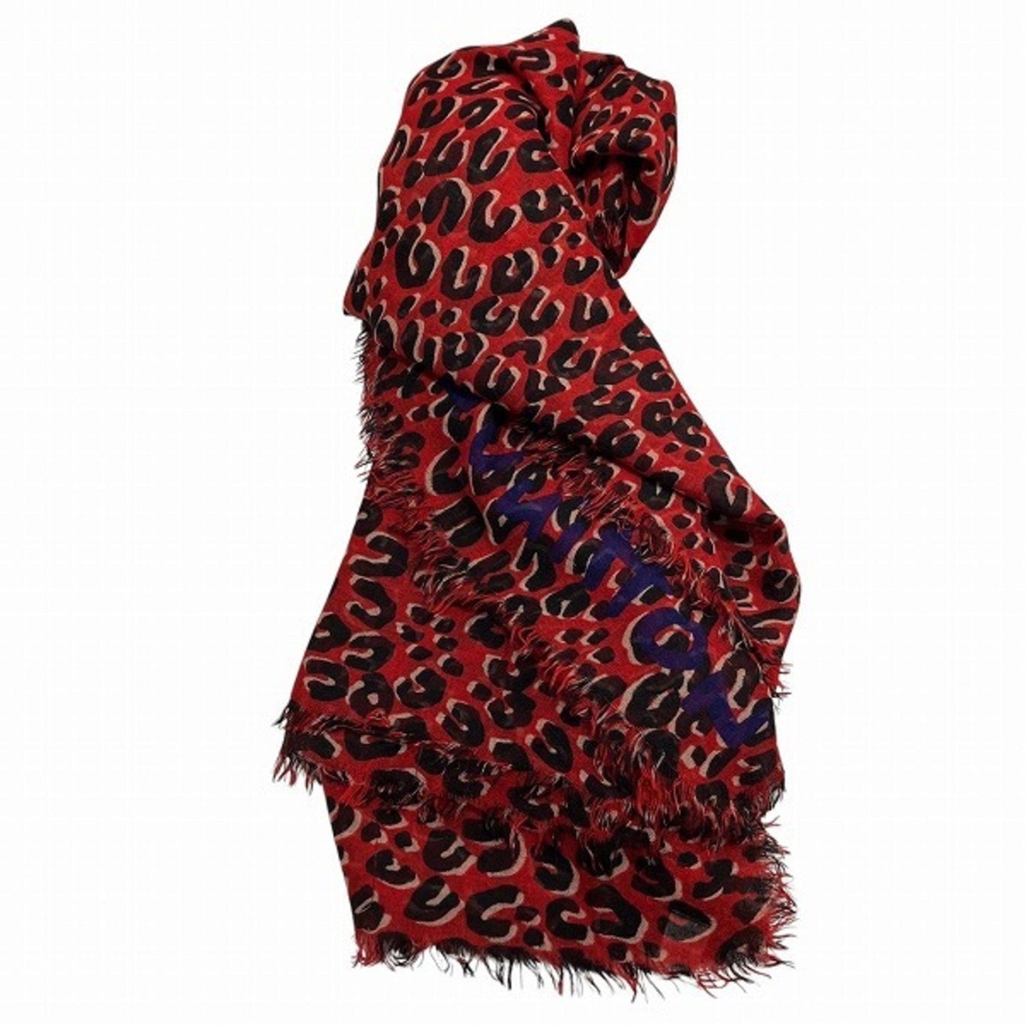 Leopard Print Scarf  Red  Black