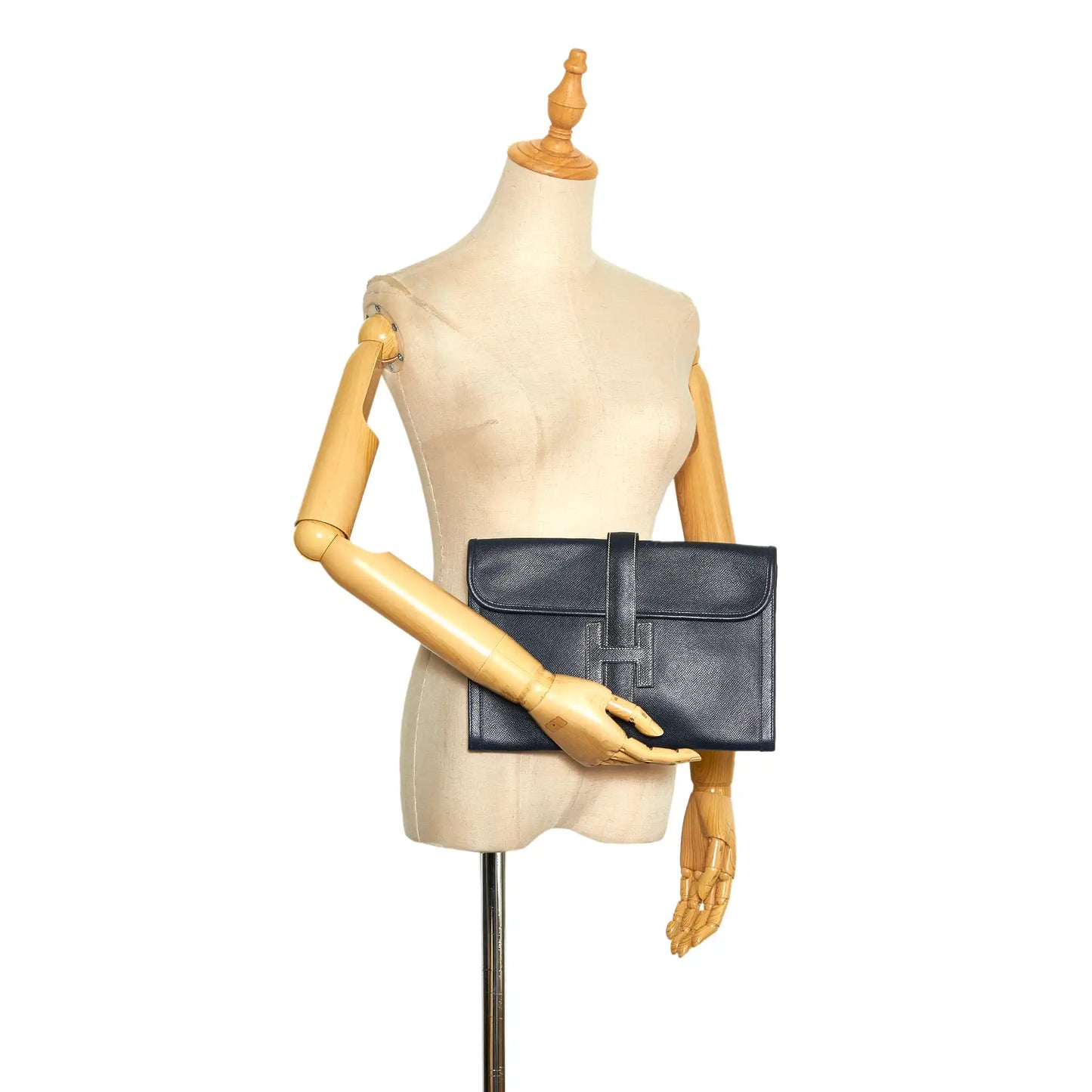 HermÃƒÆ’Ã‚Â¨s Jige PM Clutch Blue Leather