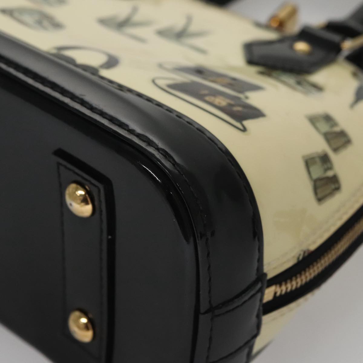 Patent Leather Handbag with Padlock and Shoulder Strap