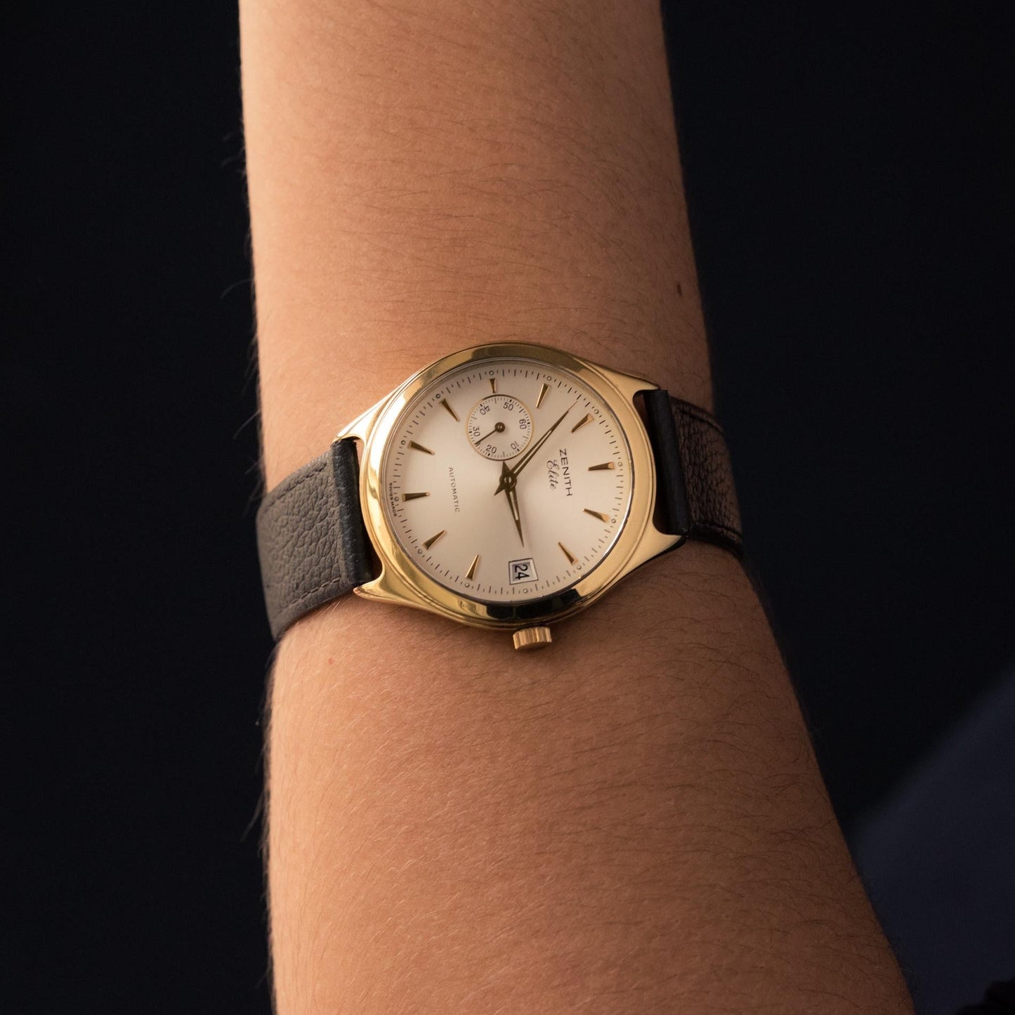 1980s Zenith Elite Automatic 18 Karat Yellow Gold Wristwatch