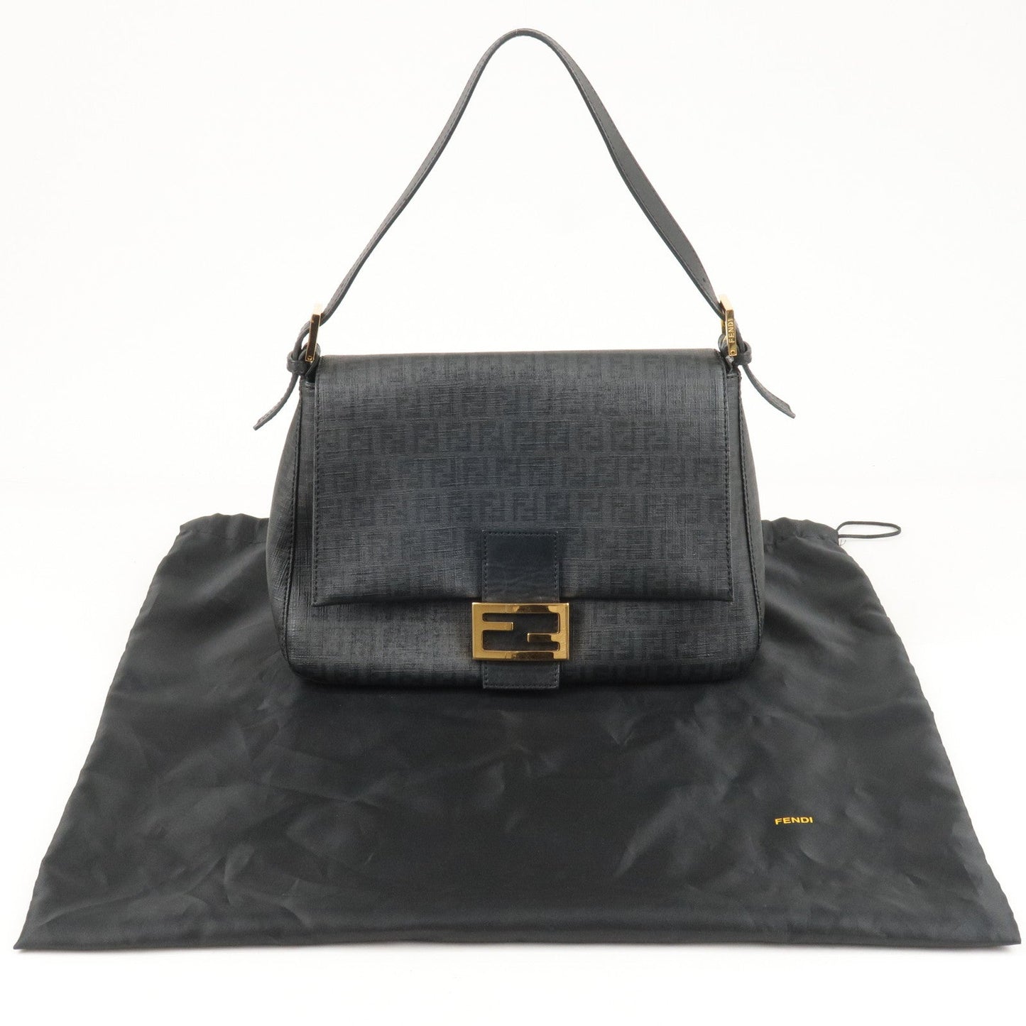 FENDI Zucchino Mamma Baguette Canvas Leather Shoulder Bag 8BR001