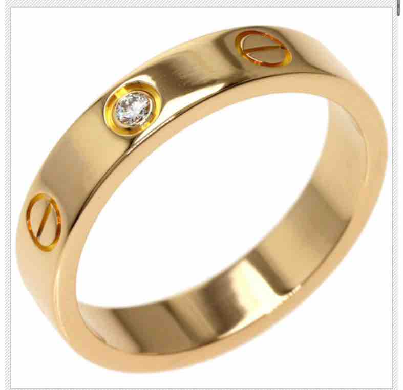 Cartier Mini Love Ring 1P Diamond 52 Ring 18k Rose Gold
