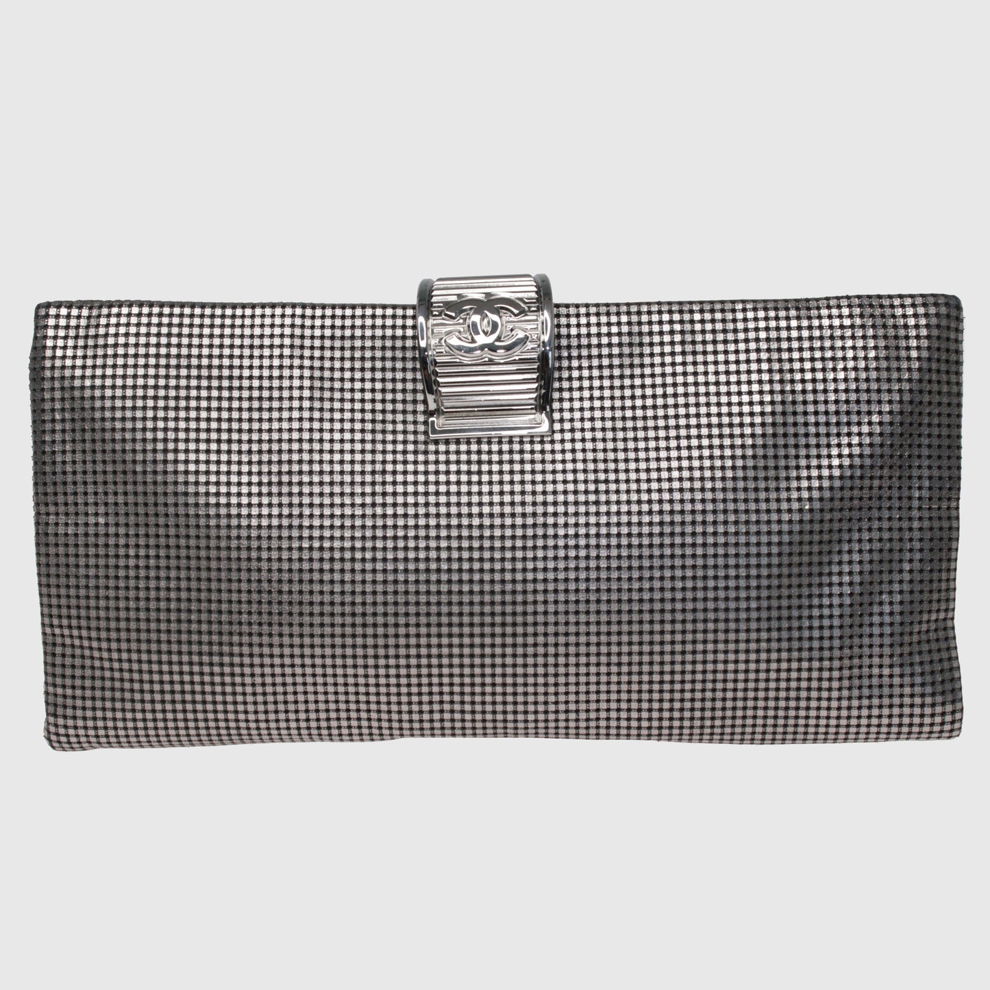 Metallic Silver Laser Etched Clutch