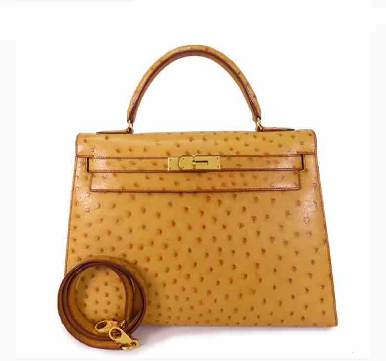 HermÃƒÆ’Ã‚Â¨s Kelly 32 Ostrich Skin Natural Color W 1993