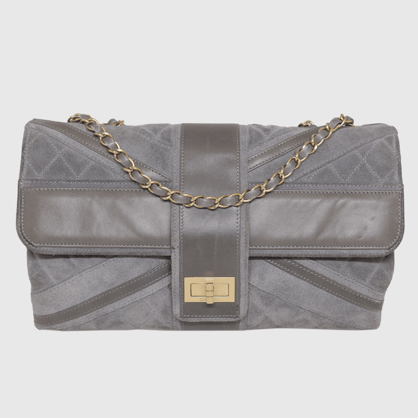 Grey Union Jack Jumbo Mademoiselle Flap Bag