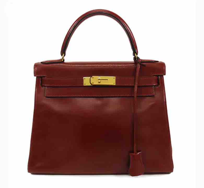 HermÃƒÆ’Ã‚Â¨s Kelly 28 Box Calfskin Rouge Ash O 1985