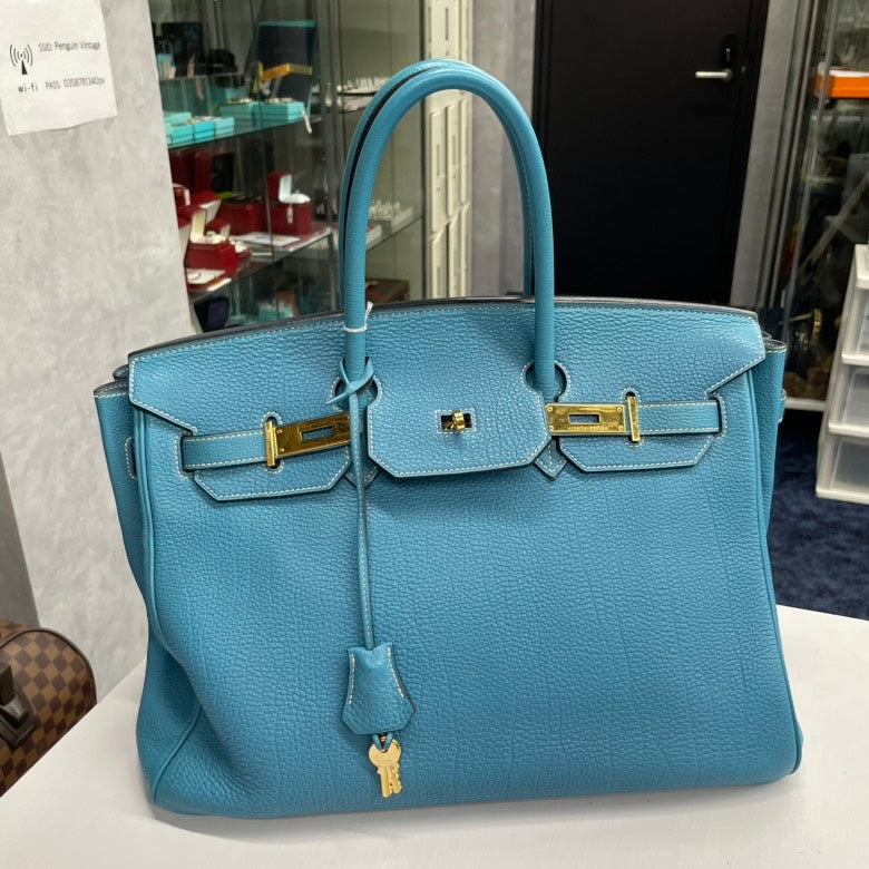 HermÃƒÆ’Ã‚Â¨s Togo Birkin 35 Bag Turquoise