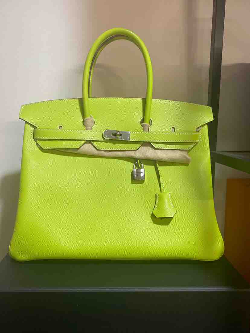 HermÃƒÆ’Ã‚Â¨s Lime Green 35 Birkin Bag