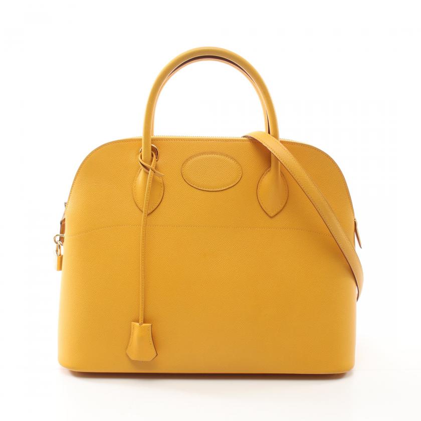 HermÃƒÆ’Ã‚Â¨s Bollide 35 Cushbel Handbag 2way Bag Leather Yellow