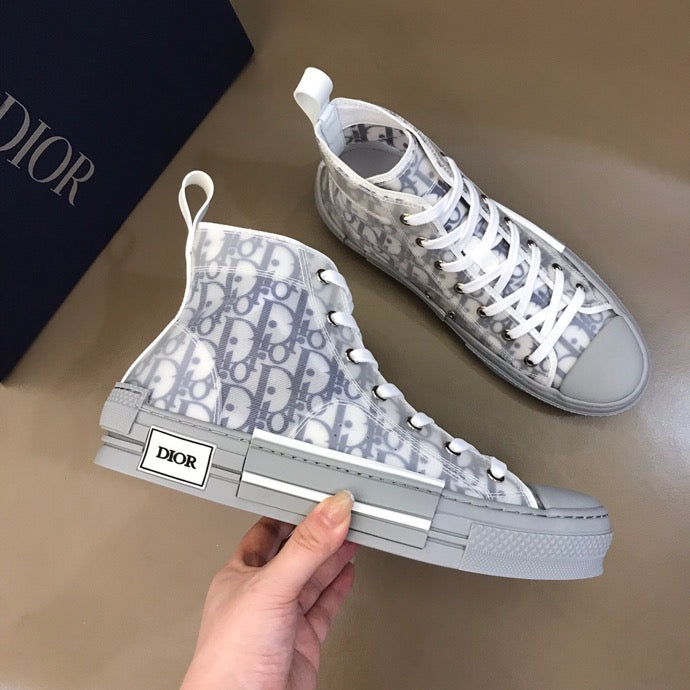GLM - DIR B23 White and Navy HIGH-TOP SNEAKER