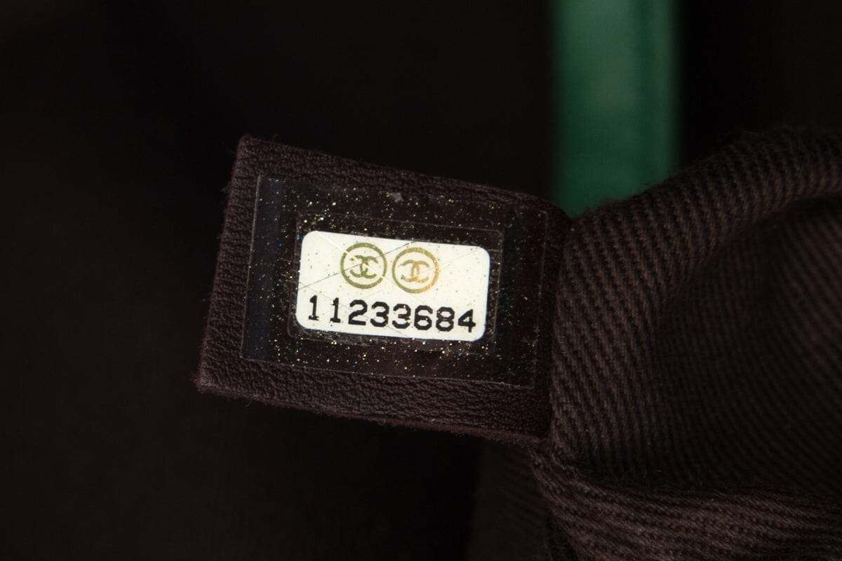 Chanel Green Quilted Country Club Leather Lambskin Tote