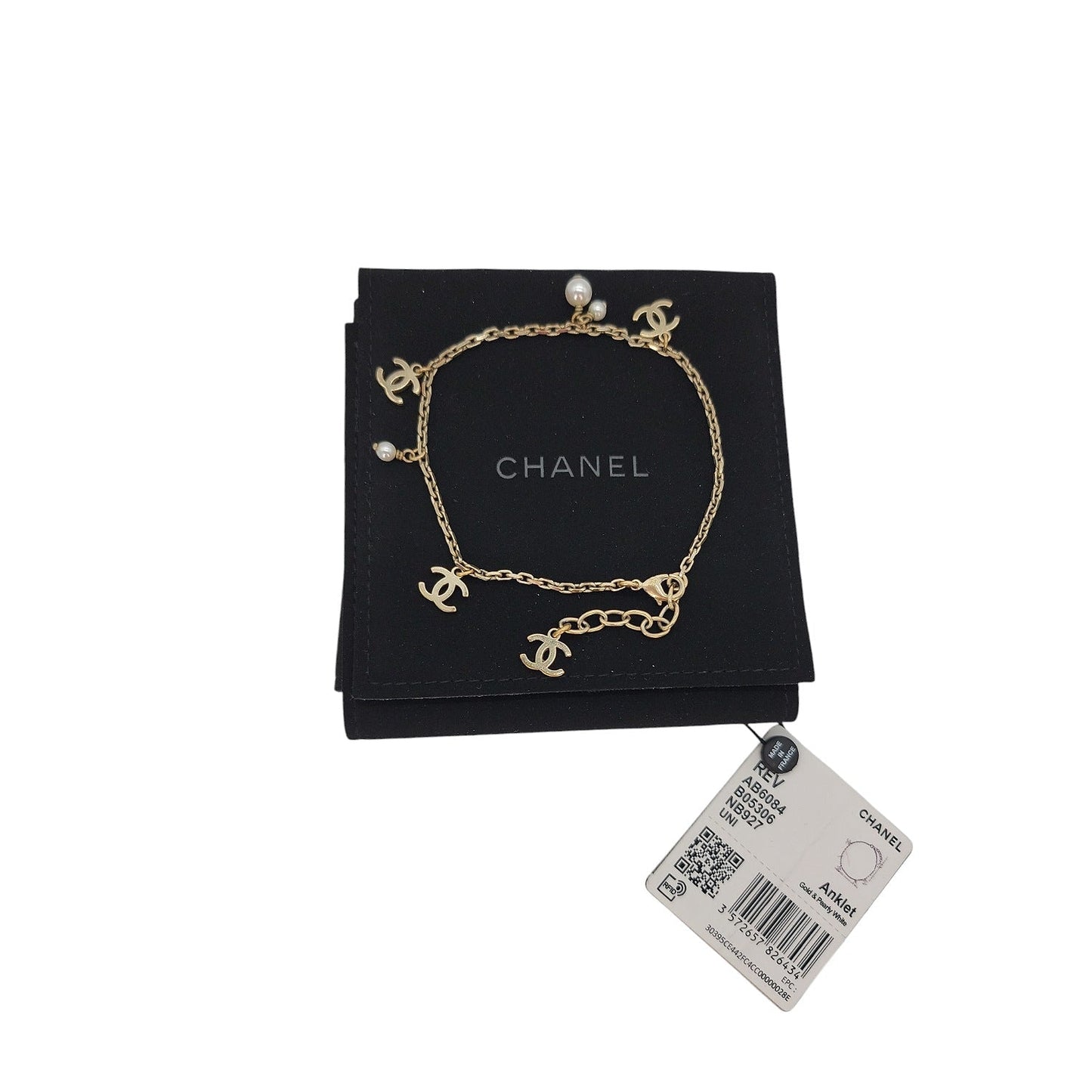 CHANEL CC Faux Pearl Station Bracelet / Anklet