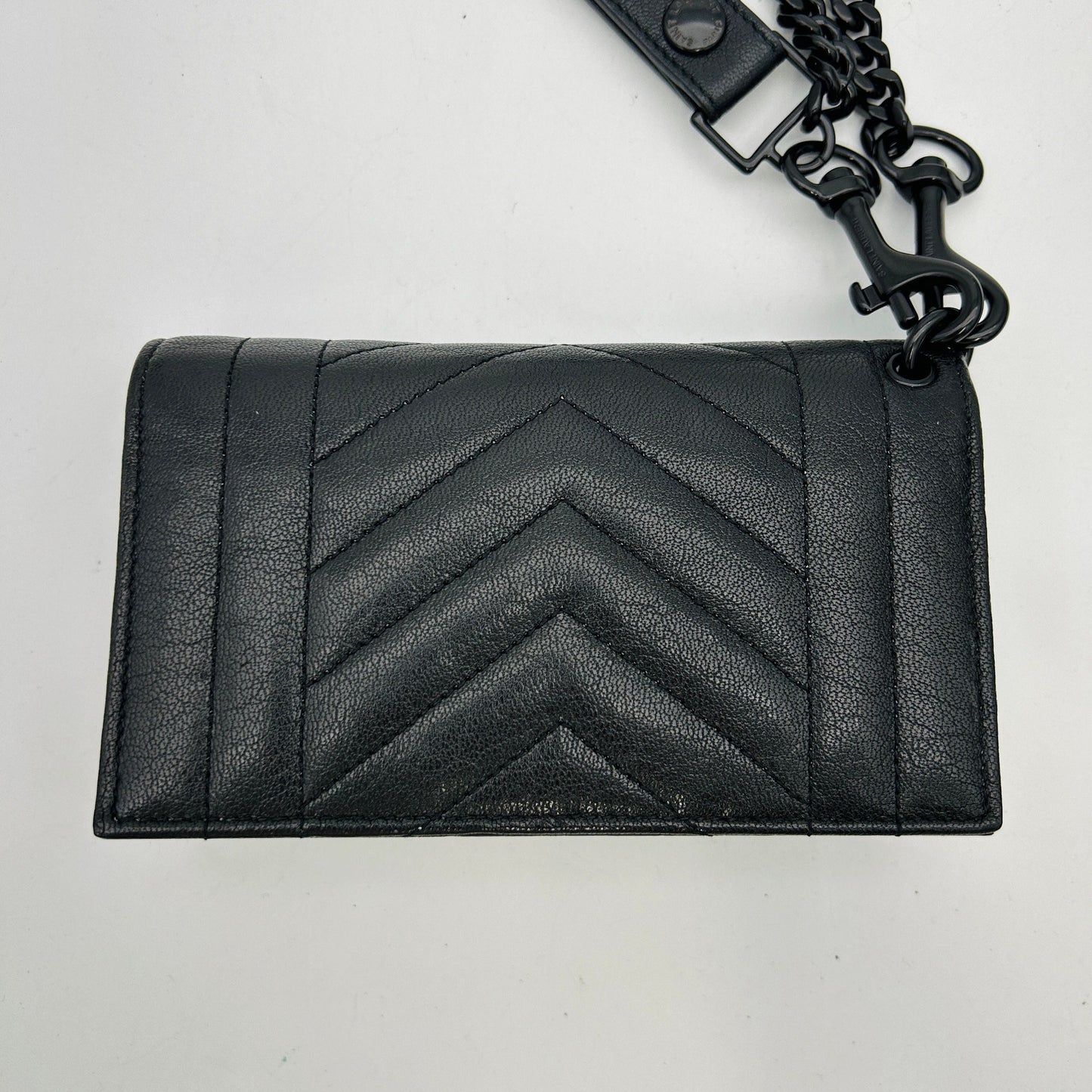 Saint Laurent V-stitch shoulder bag chain wallet black leather women's GP10143542