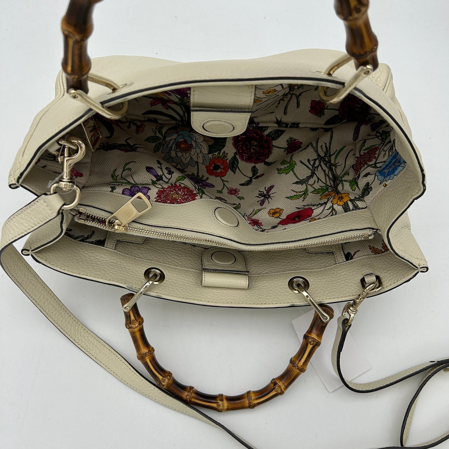 Gucci Bamboo Shopper Medium Leather Tote Beige