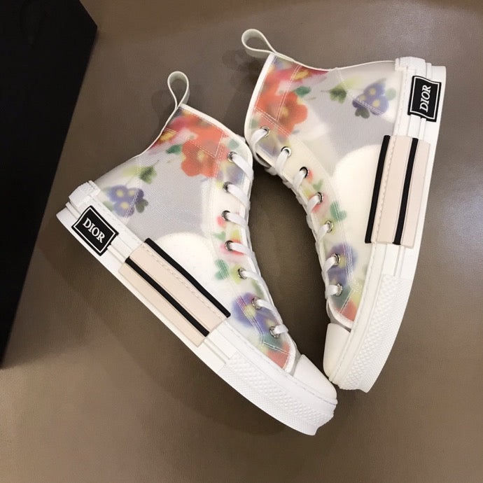 GLM - DIR B23 White Floral Print HIGH-TOP SNEAKER