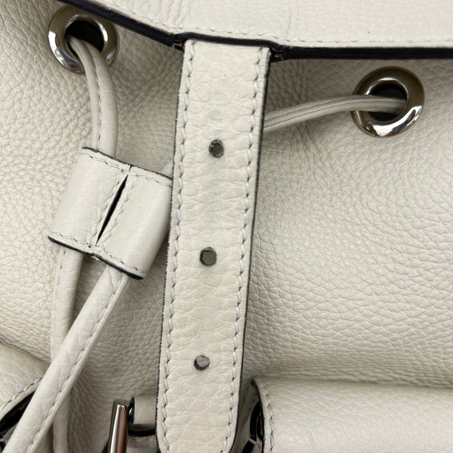 Gucci Leather Bamboo Tassel Backpack White
