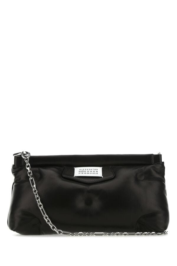 Maison Margiela Woman Black Nappa Leather Slam Red Carpet Clutch
