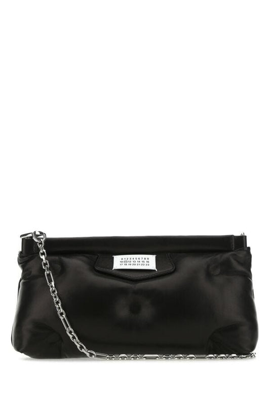 Maison Margiela Woman Black Nappa Leather Slam Red Carpet Clutch