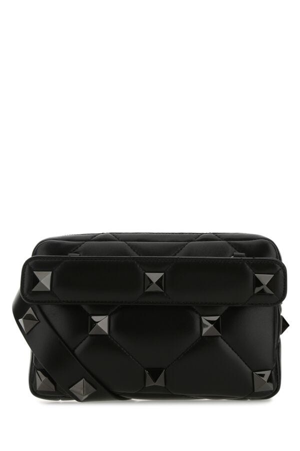 Valentino Garavani Man Black Nappa Leather Roman Stud Handbag