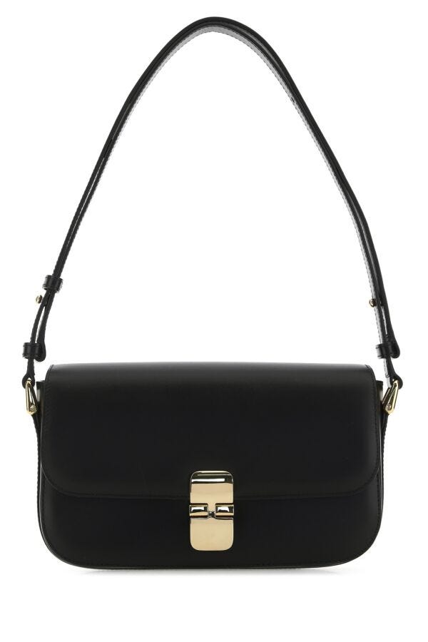 A.P.C. Woman Black Leather Grace Shoulder Bag