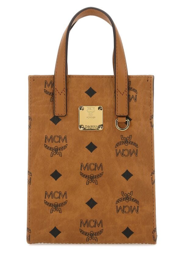 Mcm Unisex Printed Fabric Handbag