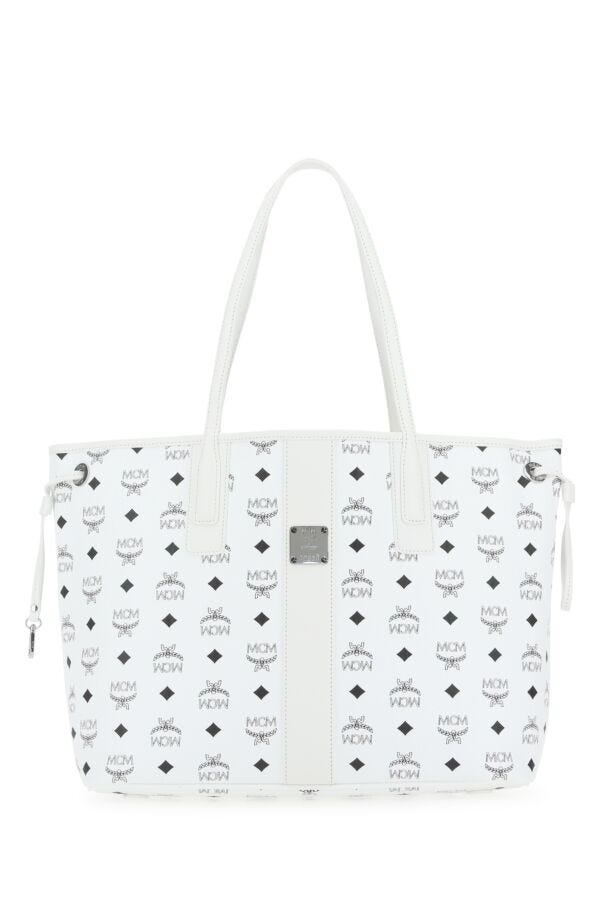 Mcm Woman Printed Leather Medium Liz Shopping Bag