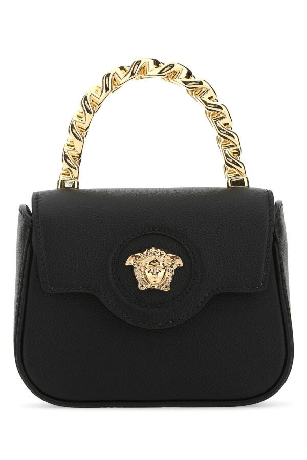 Versace Woman Black Leather Mini La Medusa Handbag