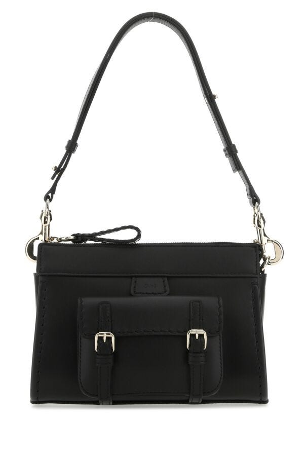 Chloe Woman Black Leather Mini Edith Shoulder Bag