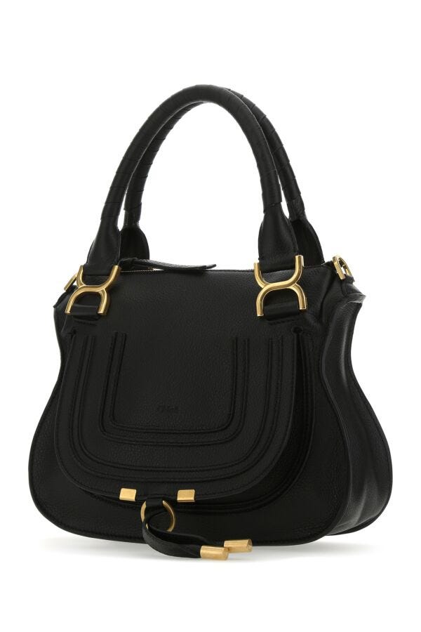 Chloe Woman Black Leather Medium Marcie Handbag