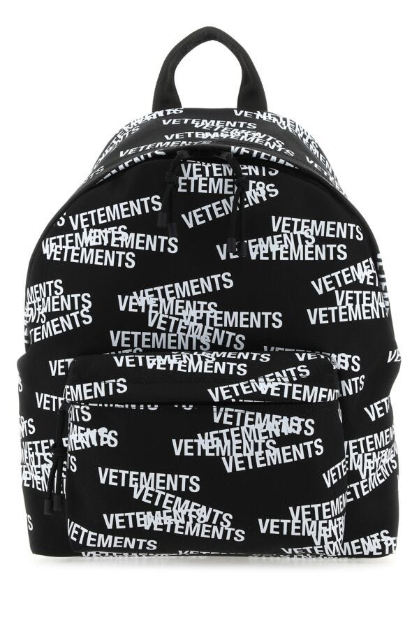 Vetements Man Black Nylon Backpack