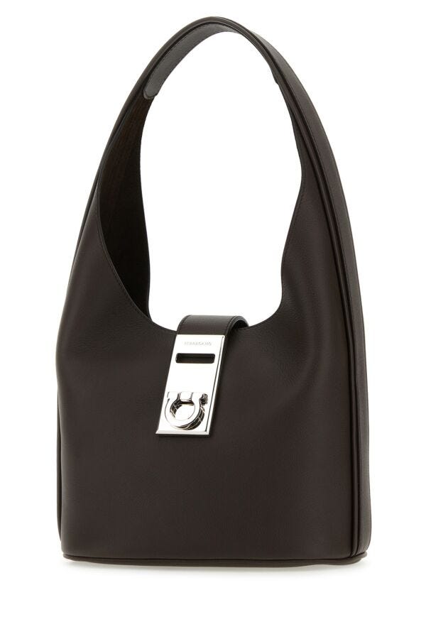 Salvatore Ferragamo Woman Dark Brown Leather Medium Hobo Handbag