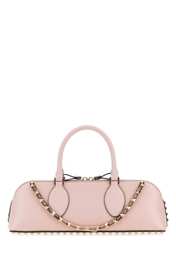 Valentino Garavani Woman Pastel Pink Leather Rockstud East-West Handbag
