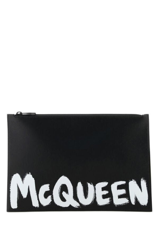 Alexander Mcqueen Man Black Leather Clutch