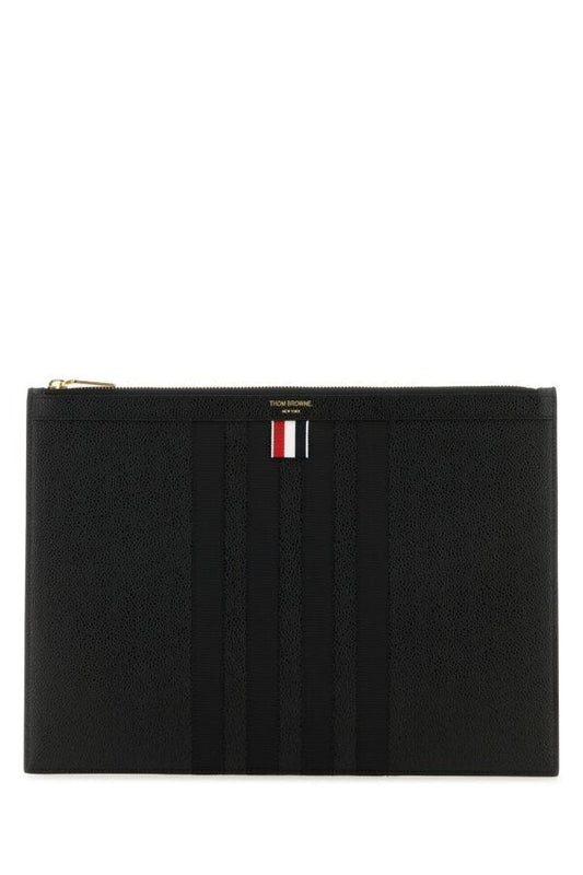 Thom Browne Man Black Leather Clutch