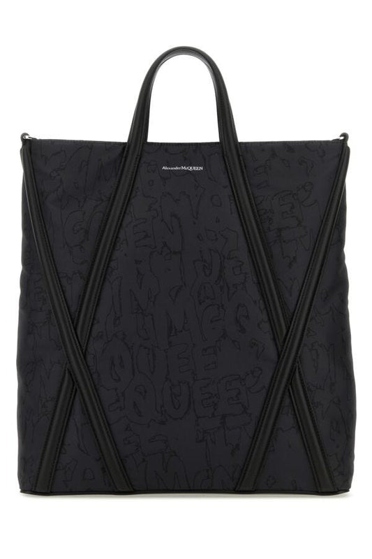 Alexander Mcqueen Man Black Nylon The Harness Shopping Bag
