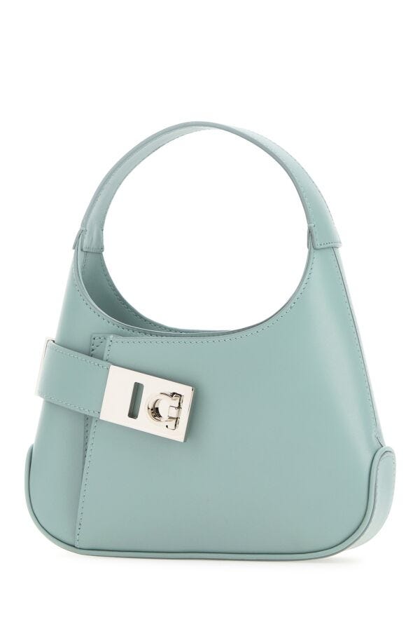 Salvatore Ferragamo Woman Powder Blue Leather Hobo Mini Handbag