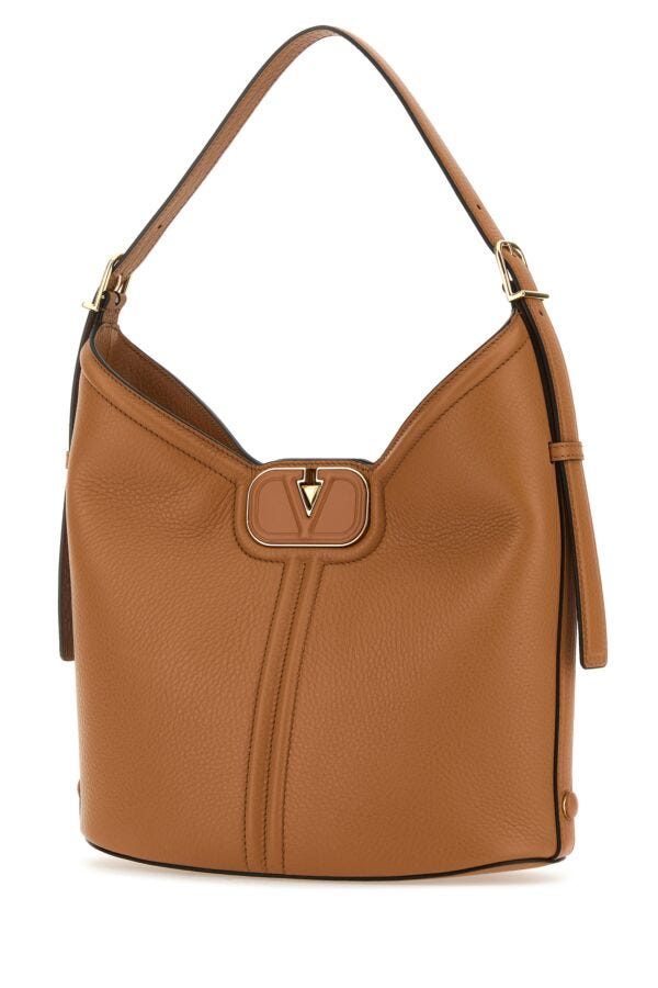 Valentino Garavani Woman Camel Leather Vlogo Handbag