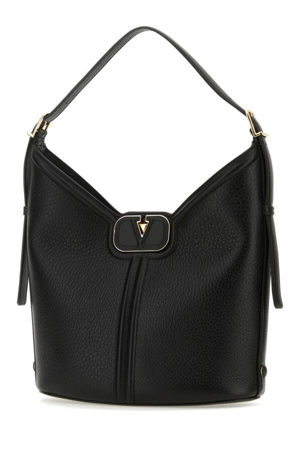 Valentino Garavani Woman Black Leather Vlogo Handbag