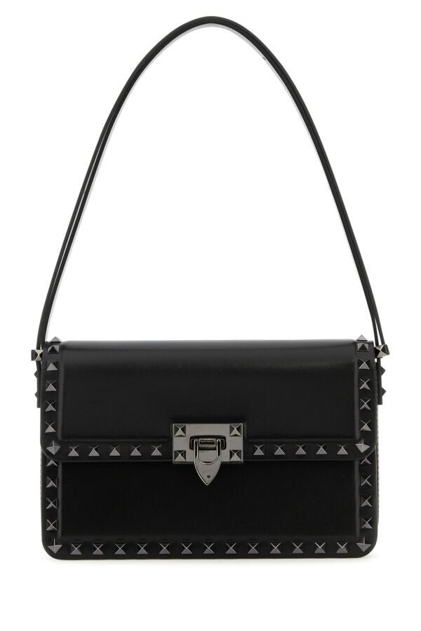 Valentino Garavani Woman Black Leather Rockstud23 Shoulder BagÃƒÆ’Ã‚Â¢