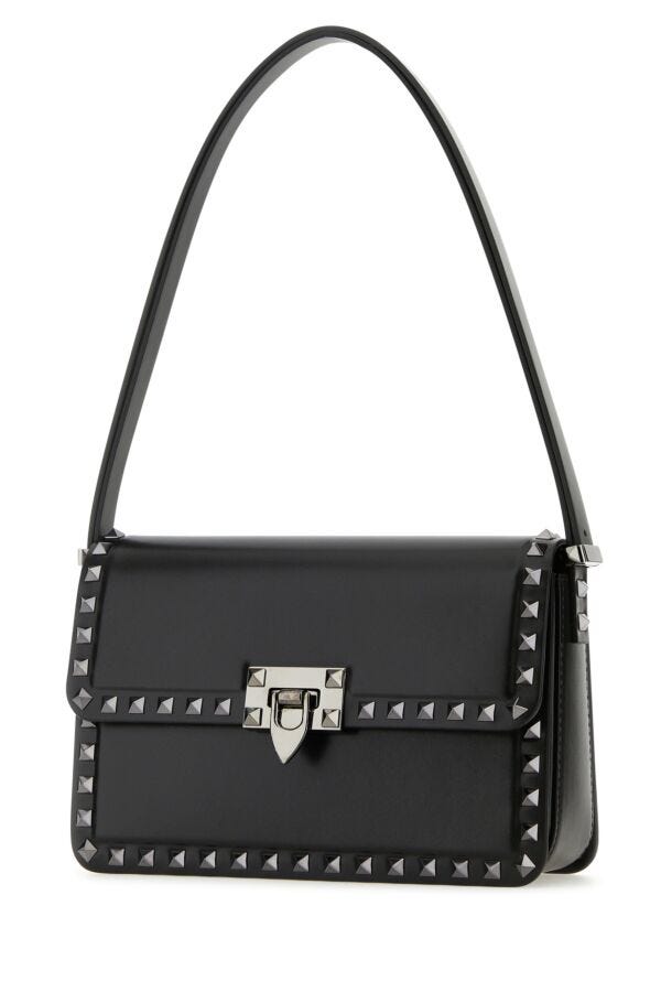 Valentino Garavani Woman Black Leather Rockstud23 Shoulder BagÃƒÆ’Ã‚Â¢